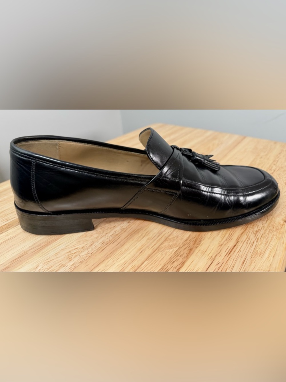 Johnston & Murphy Black Leather Tassel Loafers